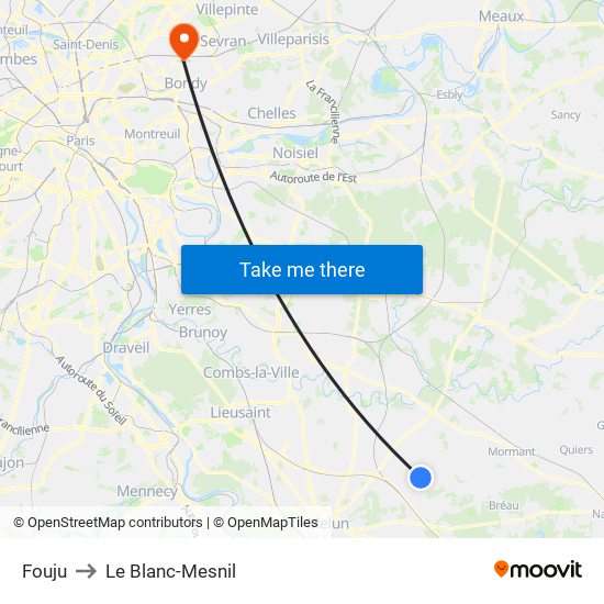 Fouju to Le Blanc-Mesnil map
