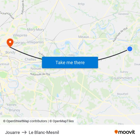 Jouarre to Le Blanc-Mesnil map