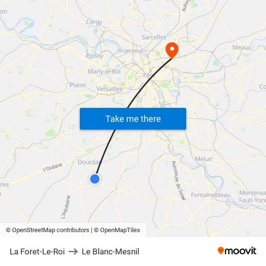 La Foret-Le-Roi to Le Blanc-Mesnil map