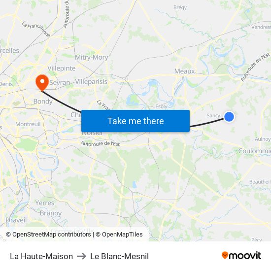 La Haute-Maison to Le Blanc-Mesnil map