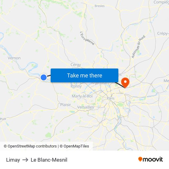 Limay to Le Blanc-Mesnil map