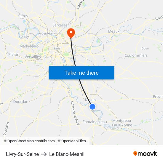 Livry-Sur-Seine to Le Blanc-Mesnil map