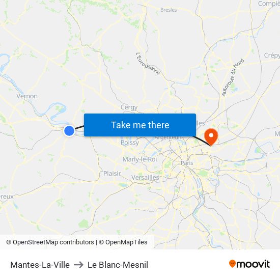 Mantes-La-Ville to Le Blanc-Mesnil map