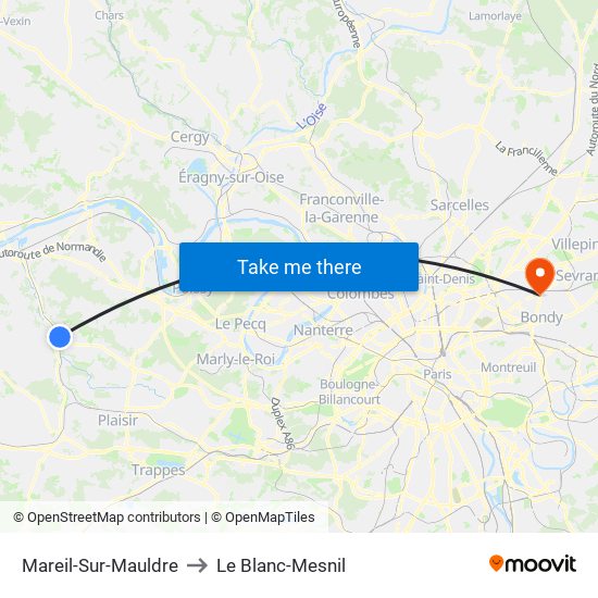 Mareil-Sur-Mauldre to Le Blanc-Mesnil map