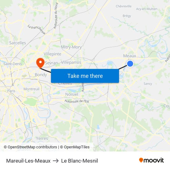 Mareuil-Les-Meaux to Le Blanc-Mesnil map