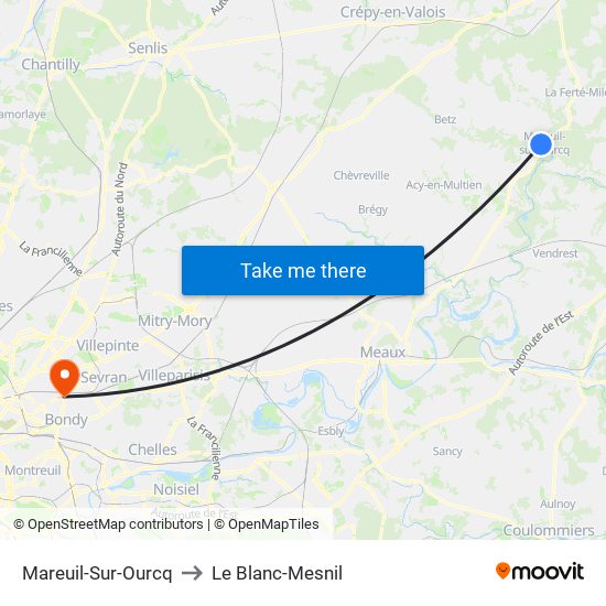 Mareuil-Sur-Ourcq to Le Blanc-Mesnil map