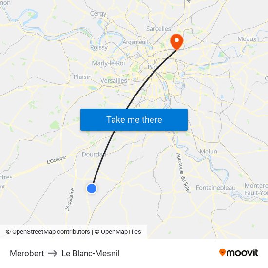 Merobert to Le Blanc-Mesnil map