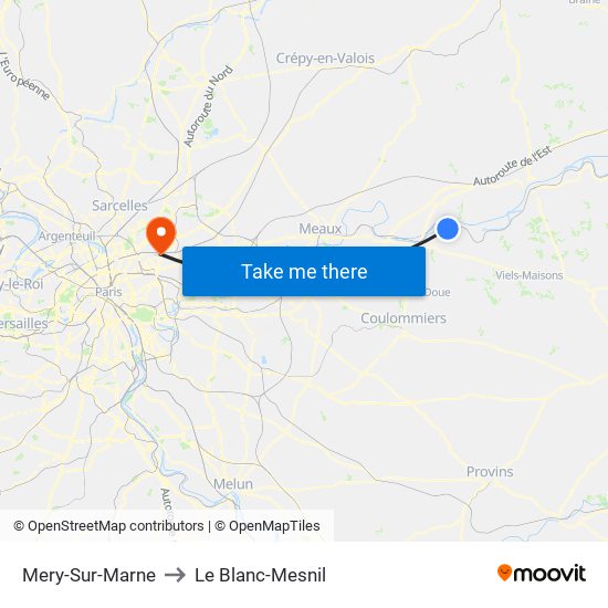 Mery-Sur-Marne to Le Blanc-Mesnil map