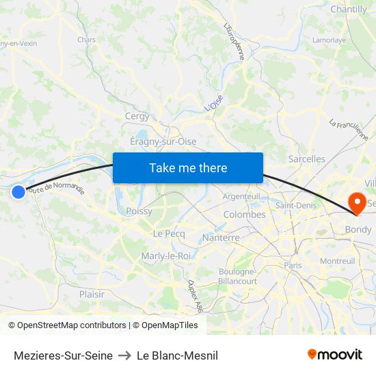 Mezieres-Sur-Seine to Le Blanc-Mesnil map