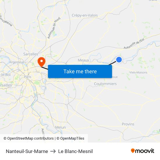 Nanteuil-Sur-Marne to Le Blanc-Mesnil map