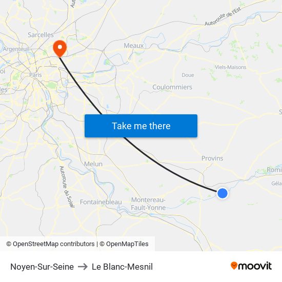 Noyen-Sur-Seine to Le Blanc-Mesnil map