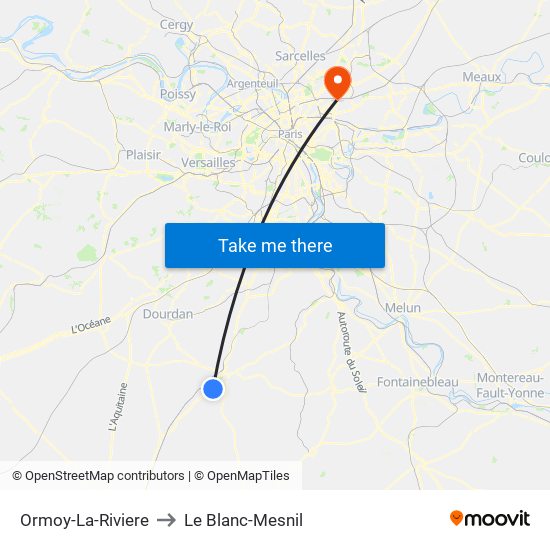 Ormoy-La-Riviere to Le Blanc-Mesnil map