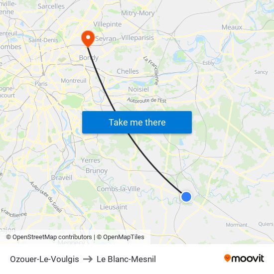 Ozouer-Le-Voulgis to Le Blanc-Mesnil map