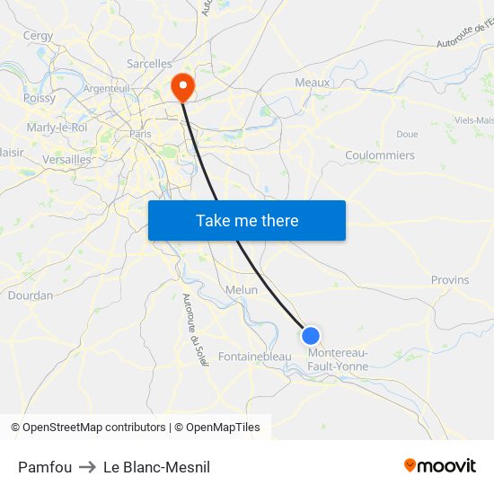Pamfou to Le Blanc-Mesnil map