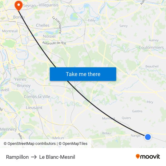 Rampillon to Le Blanc-Mesnil map
