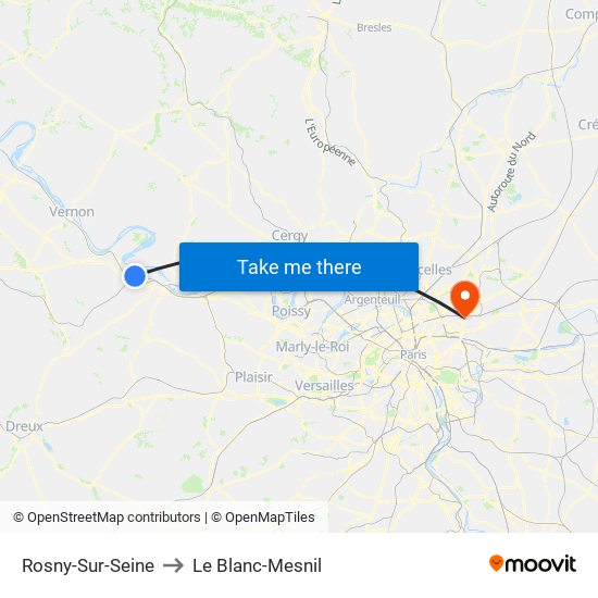 Rosny-Sur-Seine to Le Blanc-Mesnil map