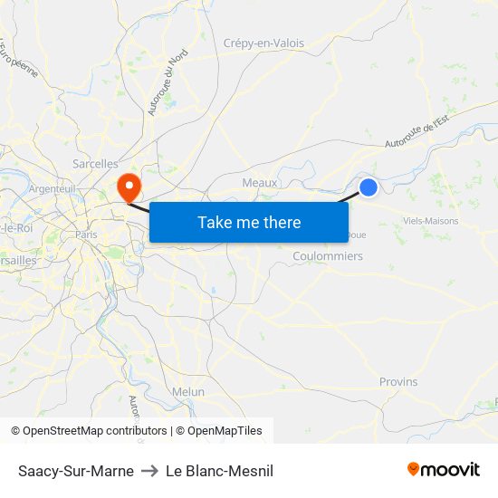 Saacy-Sur-Marne to Le Blanc-Mesnil map