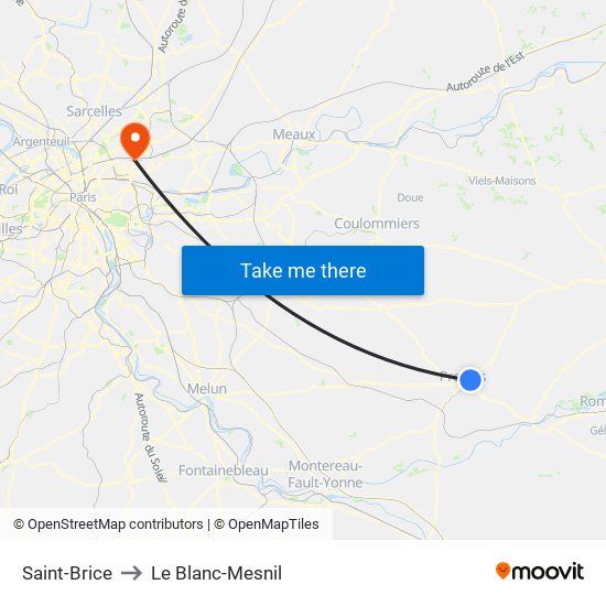 Saint-Brice to Le Blanc-Mesnil map