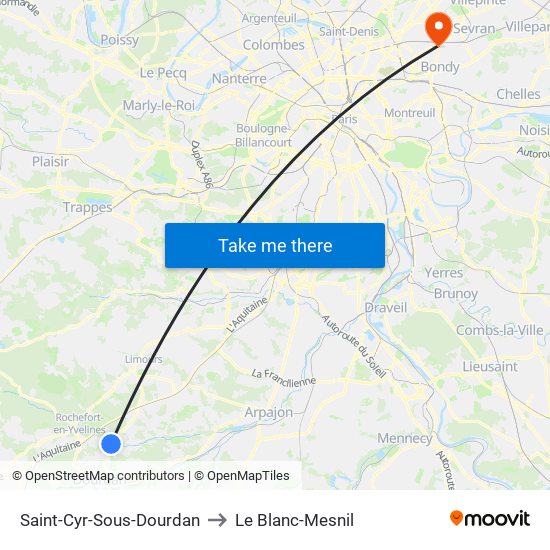 Saint-Cyr-Sous-Dourdan to Le Blanc-Mesnil map