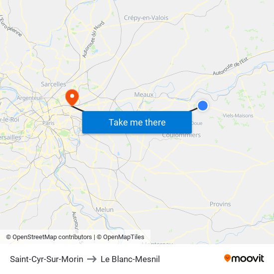 Saint-Cyr-Sur-Morin to Le Blanc-Mesnil map