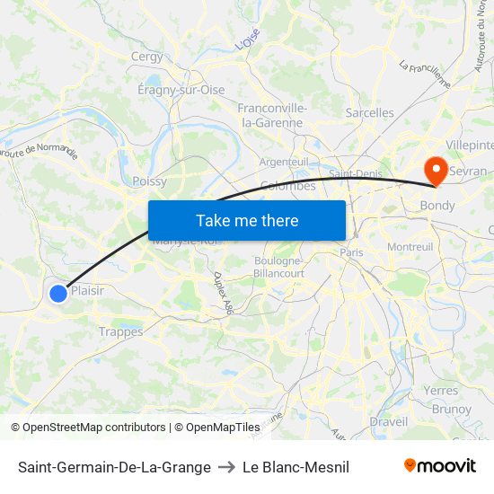 Saint-Germain-De-La-Grange to Le Blanc-Mesnil map