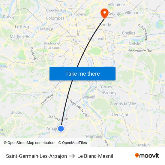 Saint-Germain-Les-Arpajon to Le Blanc-Mesnil map
