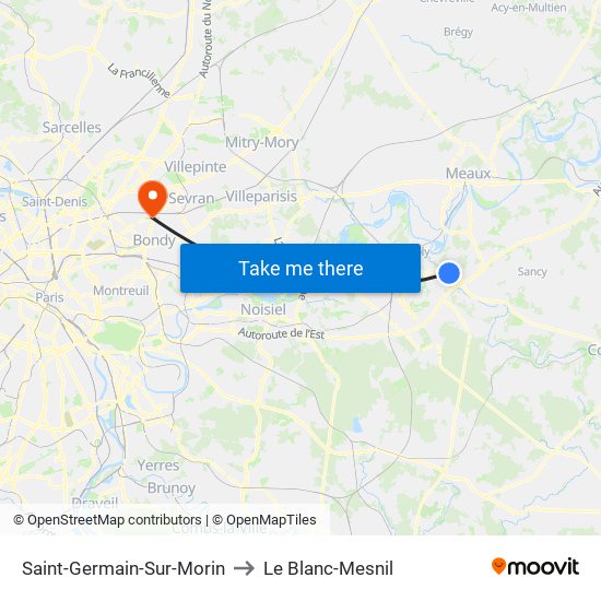 Saint-Germain-Sur-Morin to Le Blanc-Mesnil map