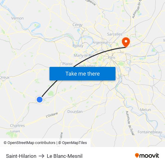 Saint-Hilarion to Le Blanc-Mesnil map