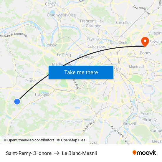 Saint-Remy-L'Honore to Le Blanc-Mesnil map