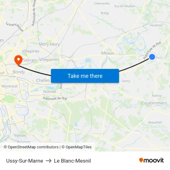 Ussy-Sur-Marne to Le Blanc-Mesnil map