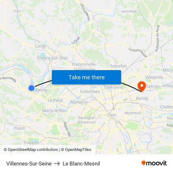 Villennes-Sur-Seine to Le Blanc-Mesnil map