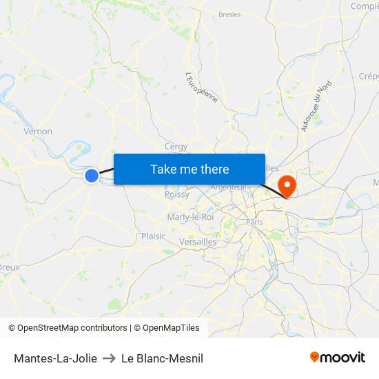 Mantes-La-Jolie to Le Blanc-Mesnil map