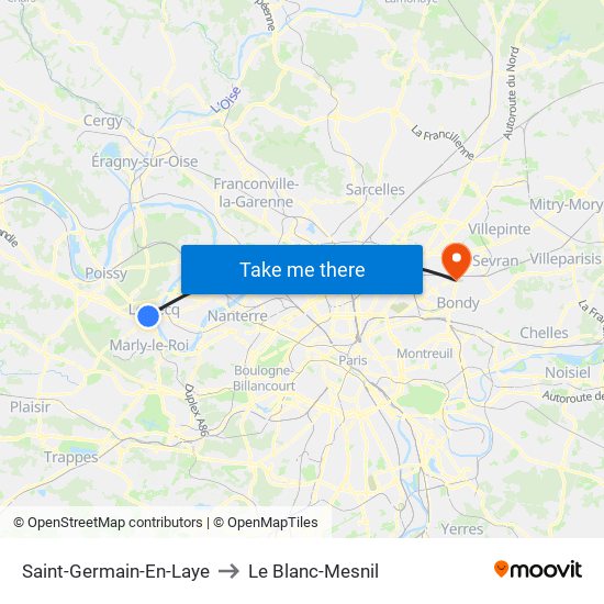 Saint-Germain-En-Laye to Le Blanc-Mesnil map