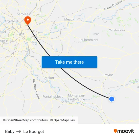 Baby to Le Bourget map