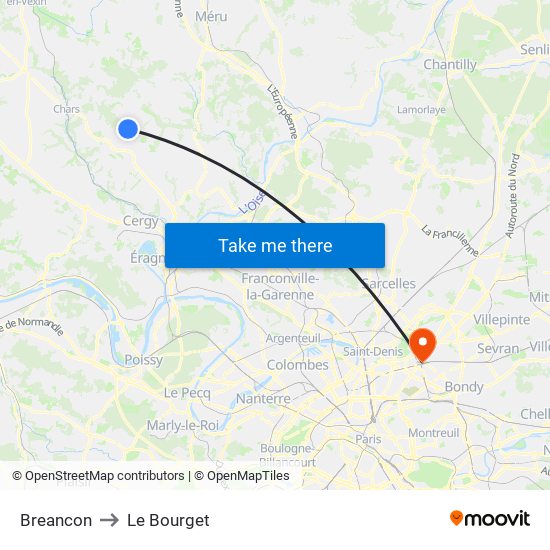 Breancon to Le Bourget map