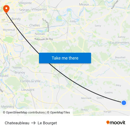 Chateaubleau to Le Bourget map