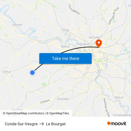 Conde-Sur-Vesgre to Le Bourget map