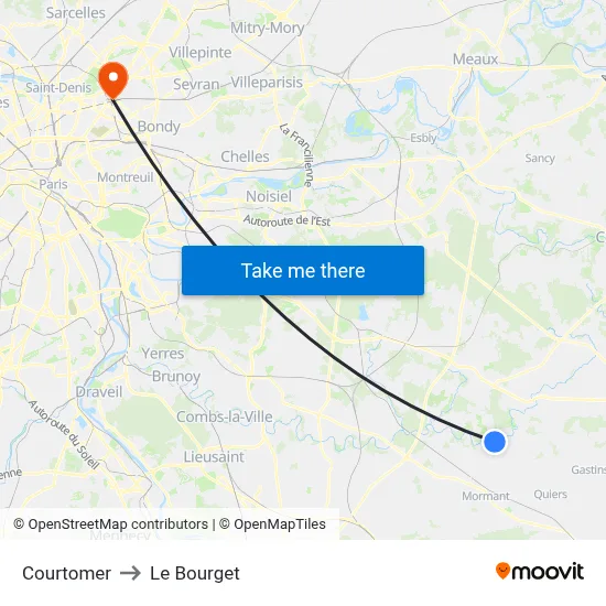 Courtomer to Le Bourget map