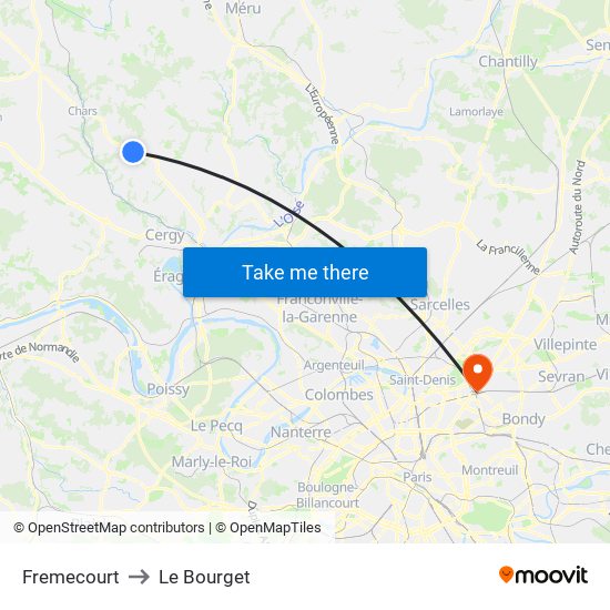 Fremecourt to Le Bourget map