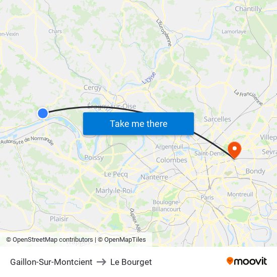 Gaillon-Sur-Montcient to Le Bourget map