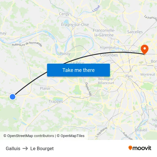 Galluis to Le Bourget map