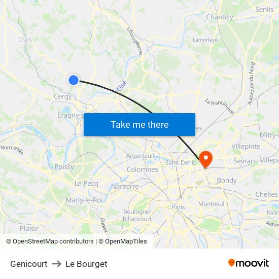 Genicourt to Le Bourget map