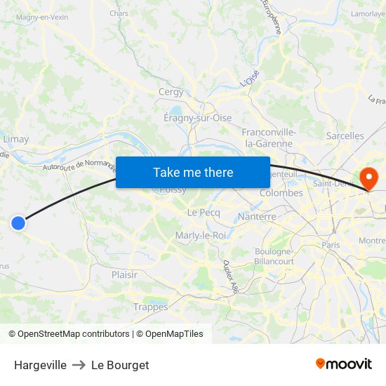 Hargeville to Le Bourget map