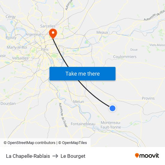 La Chapelle-Rablais to Le Bourget map