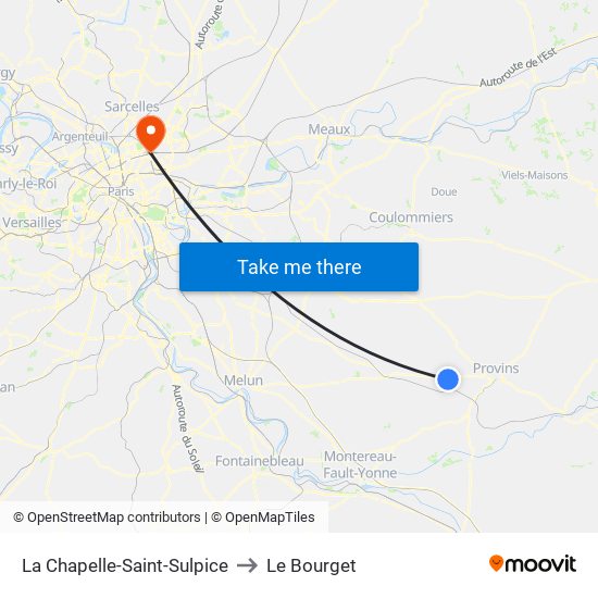 La Chapelle-Saint-Sulpice to Le Bourget map