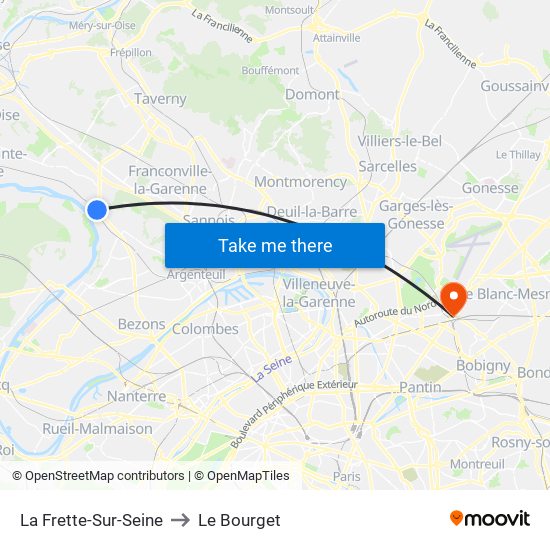 La Frette-Sur-Seine to Le Bourget map