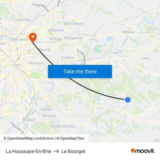 La Houssaye-En-Brie to Le Bourget map