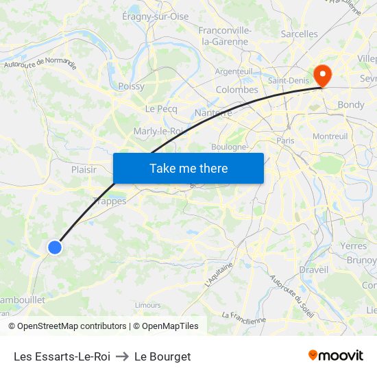 Les Essarts-Le-Roi to Le Bourget map