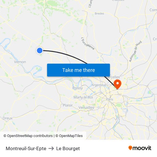 Montreuil-Sur-Epte to Le Bourget map