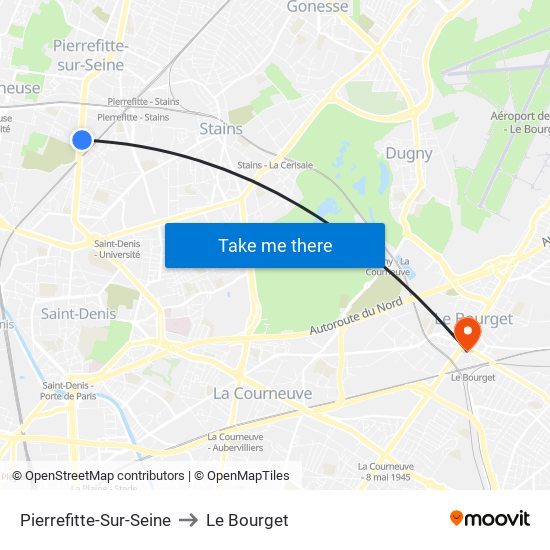 Pierrefitte-Sur-Seine to Le Bourget map